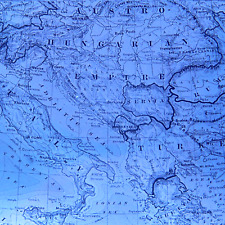 c.1900s Glass Plate Negative Ancient Map, Eastern Medditeranian 4x5