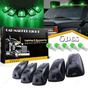 5x Roof Cab Marker Light Smoke Cover + Green LED Bulb for Chevy GMC K2500 K3500 - Picture 1 of 11