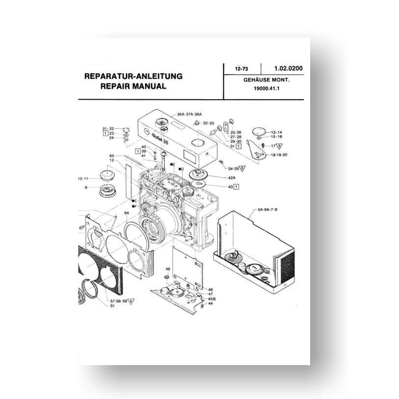 ROLLEI 35 Repair Manual film camera EXPLODED VIEWS PARTS List - DOWNLOAD ONLY - Image 1 of 1