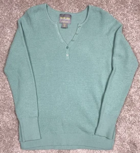 Wicked Wool 100% Merino Wool Green Sweater Women Small Henley - Picture 1 of 7
