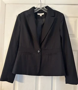 Merona Blazer Jacket Womens Size 6 Black Career Workwear Single Button - Picture 1 of 8