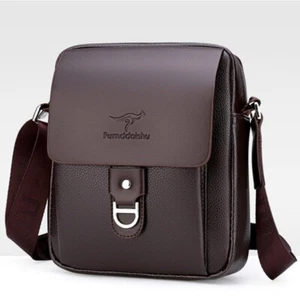 Men's Leather Sling Messenger Bag Crossbody Vintage Business Office Travel Bag - Picture 1 of 14