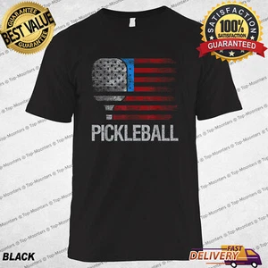 Funny Pickleball Shirts, US Flag Pickleball Player Paddleball Lover T-Shirt - Picture 1 of 8