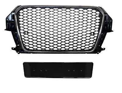 Grille Honeycomb Front Grill Emblem For Audi Q3 8U Black Chrome 2011-2015 - Image 1 of 4