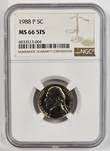 1988 P Jefferson Nickel *** NGC MS 66 5FS - Picture 1 of 2