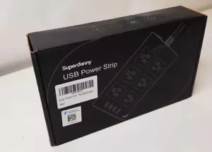 Superdanny USB Steckdosenleiste schwarz - 6 Steckdosen + 4 USB-Steckdosen - 9,8 Fuß Kabel - Bild 1 von 4