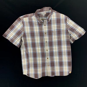 Carhartt 2XL Mens Shirt Brown Plaid Short Sleeve Relax Fit Cotton Excellent Gift - Picture 1 of 9