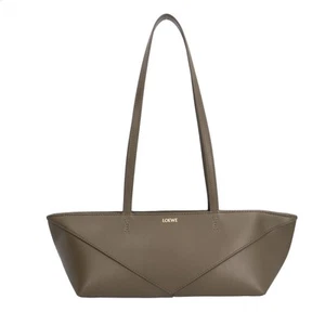 Loewe Puzzle Fold Cropped Tote Bag Leather A779Ptex01 0088 Green Used - Picture 1 of 9