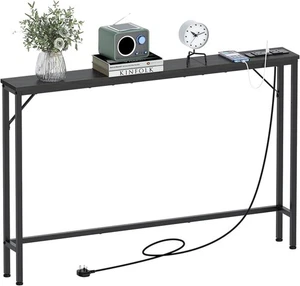 5.9" Skinny Console Table with Charging Station Narrow Long Behind Couch Table - Picture 1 of 8
