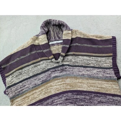 Woolrich Womens XS Striped Cotton Knit Sleeveless Sweater Vest Purple Beige - Image 1 of 4