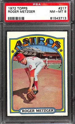 1972 TOPPS #217 ROGER METZGER PSA 8 NM-MT 81543713  - Image 1 of 3