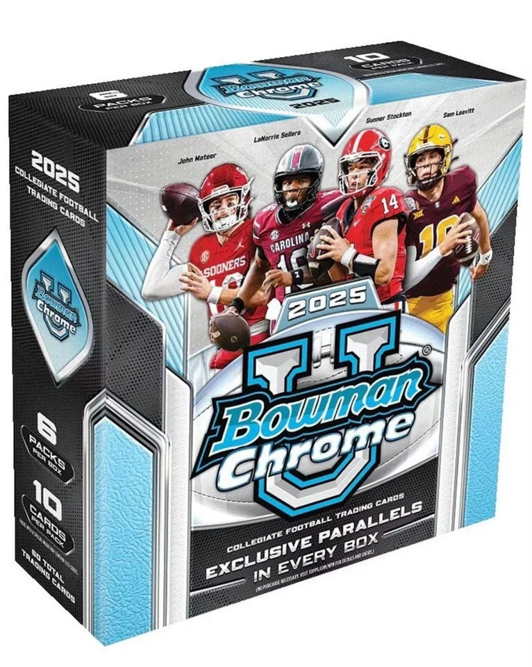 MEGA CAJA DE FÚTBOL AMERICANO BOWMAN UNIVERSITY 2025 CROMADA - NUEVA - ENVÍO GRATUITO 🔥🔥🔥 Foto 1 de 1