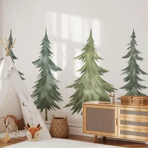 Juego de calcomanías de pared de pino bosque decoración de vivero de árbol, GRAN juego de 4 árboles - Imagen 1 de 7