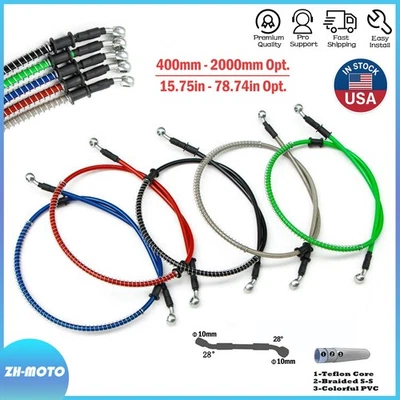 M10 Universal Motorcycle Braided Steel Hydraulic Brake Clutch Oil Hose Line Pipe - Image 1 of 4