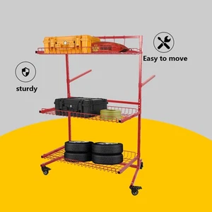 3 Shelf Storage Shelving Workshop Trolley Rack w/Wheels for Automotive Tools - Bild 1 von 22