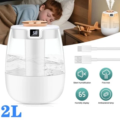 2L Humidifiers Ultrasonic Warm & Cool Mist LED Humidifier Top Fill for Bedroom - Image 1 of 4