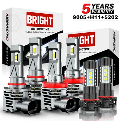 6X LED Headlight + Fog Light Bulbs 6000K Combo For Toyota Highlander 2014-2019 - Image 1 of 4