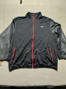 Nike Rivalry Jacket Mens 4XL Black Gray Dri Fit Full Zip Pockets Thrashed Sleeve - Picture 1 of 7