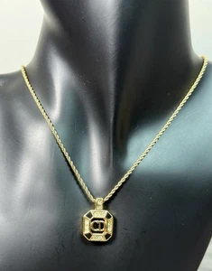 Vintage Dior CD Logo Halskette vergoldet Halskette mit Stein Anhänger echt - Bild 1 von 8