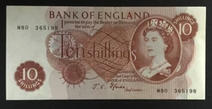 Banknote Of England Ten Shillings JS Fforde. M80. Last Run Replacement. Aunc. - Picture 1 of 4