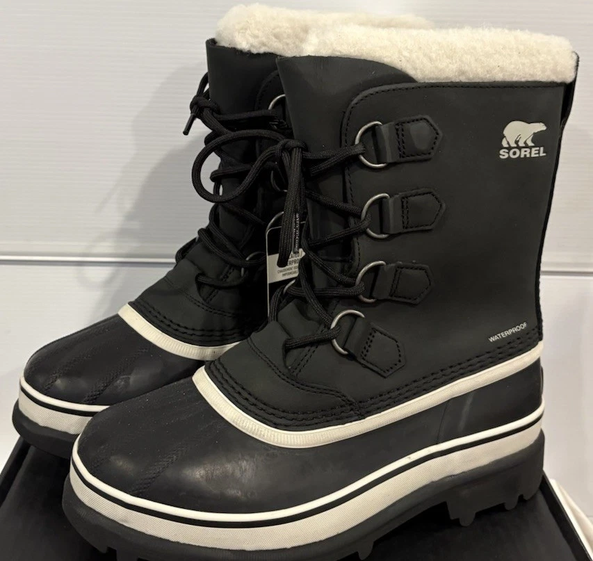 Sorel Caribou Waterproof Boots Women's Black Dark Stone Winter Snow Duck Size 9