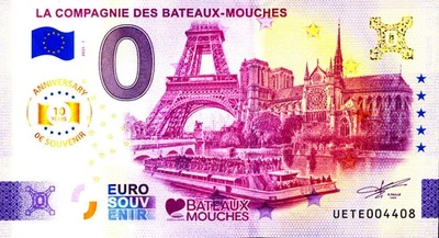 75008 La Compagnie des Bateaux-Mouches, 2025, Anniversaire, Billet Euro Souvenir - Photo 1/2