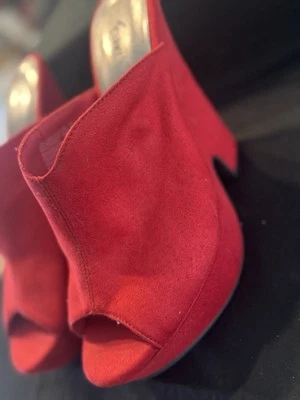 Zapatos de tacón de cuña Fioni para mujer 7,5 rojos gamuza cuña sin cordones tacones informales Foto 1 de 4