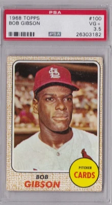 1968 Topps HOF Pitcher "Bob Gibson" PSA 3.5 MUITO BOM ESTADO+ #100 Cardinals HOF STAR - Imagem 1 de 2