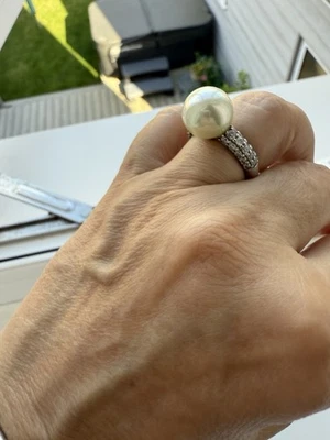 Sterling Silver Pearl Ring Majorca Pearl Size P 1/2 - Image 1 of 4
