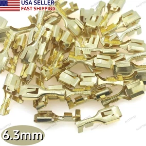 20-500PCS 6.3mm Female Spade Non-insulated Quick Splice Terminals Wire Connector - Picture 1 of 8
