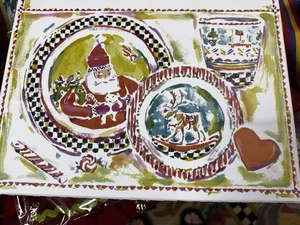 Mackenzie Childs Cookie And Cheer Box Weihnachtsteller & Milchbecher für Santa Neu im Karton - Bild 1 von 6