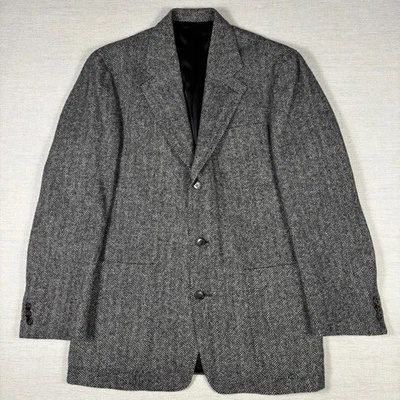 Vintage J Crew Oarsman Blazer Jacket Mens 38R USA Made Tweed Wool Herringbone - Image 1 of 4