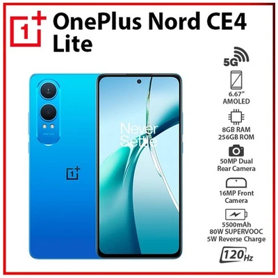 OnePlus Nord CE4 Lite 5G BLUE 8GB+256GB Dual SIM Unlocked Android Mobile Phone - Bild 1 von 4