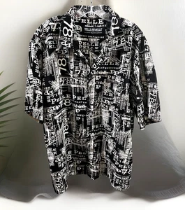 Vtg Pelle Pelle Marc Buchanan Shirt 78 Black All Over Print Hip Hop Rap X-LARGE - Picture 1 of 6