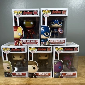 5 Funko Pop Avengers Iron Man 66 Captain America67 Thor 69 Hawkeye 70 Vision 71 - Picture 1 of 17