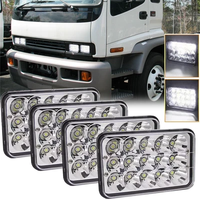 4pcs 4x6'' LED Headlights Hi/Lo Sealed Beam DOT H4 For GMC T6500 T7500 1997-2009 - Image 1 of 4