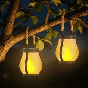 Gen2 Solar Lanterns Outdoor Waterproof with Realistic Flickering Flame, Dual ... - Picture 1 of 8