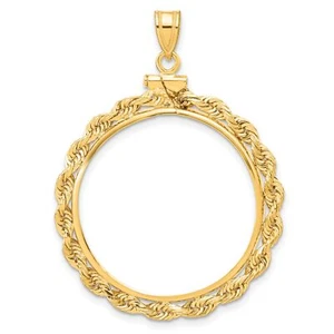2008 $25 1/2 oz American Buffalo Screw Top Knotted Rope Coin Bezel in 14k Gold - Picture 1 of 7