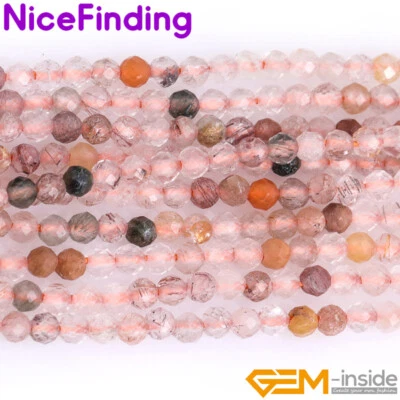 Cabello natural facetado colorido rutilado cuarzo cristal piedra cuentas fabricación de joyas Foto 1 de 4