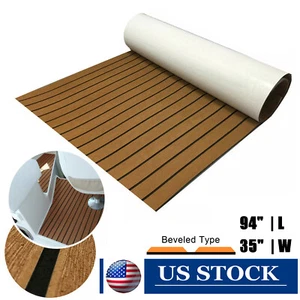 Wood Brown Boat Flooring EVA Foam Marine Faux Teak Decking Mats , Self-adhesive - Picture 1 of 18