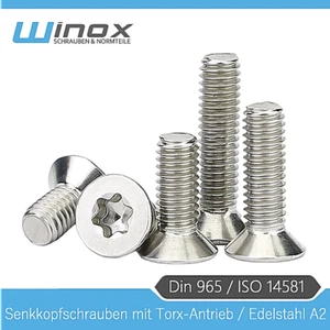 Senkkopfschrauben DIN 965 Edelstahl A2 Torx ISO14581 M2 M2,5 M3 M3,5 M4 M5 M6 M8 - Bild 1 von 82