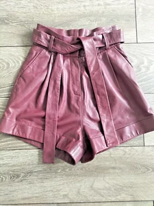 SIZE 8 TOPSHOP REAL LEATHER PAPER BAG SHORTS - Picture 1 of 5