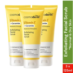 COSMODERM Vitamin E Facial Scrub + Ceramide for Normal & Dry Skin (3 x 125ml) - Picture 1 of 7