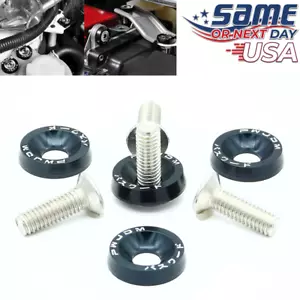 Password JDM BLACK ALUMINUM Fender Washers 10 PC Engine Bolt Dress Up Kit - USA - Picture 1 of 3