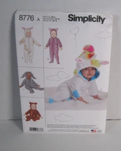 Simplicity 8776 Bear, Bunny, Leopard Costume Pattern Baby XS-L (1-18 Month) UC - Picture 1 of 2