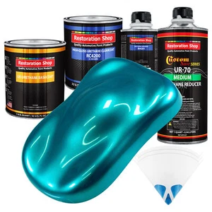 Teal Green Metallic Quart URETHANE BASECOAT CLEARCOAT Car Auto Body Paint Kit - Picture 1 of 5
