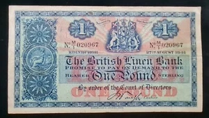 1941 The British Linen Bank £1 Pound Banknote. - Picture 1 of 2