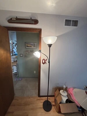 71" Floor Lamp with Adjustable Side Light & Frosted Shades - Image 1 of 4