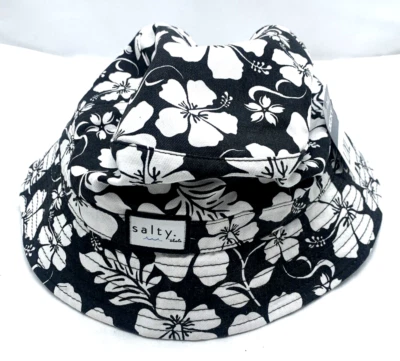 Sombrero de Pescador Hawaiano Floral Cubo Hibisco Salado Okole Decky Negro Blanco L/XL Foto 1 de 4