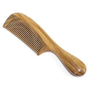 Green Sandalwood Peach Wood Comb – Anti-Static Pocket Hair & Beard Comb - Picture 1 of 28